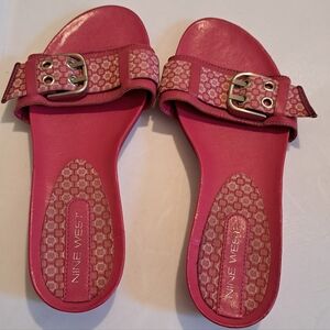 Nine West Pink Slide Sandals Buckle Size 6.5